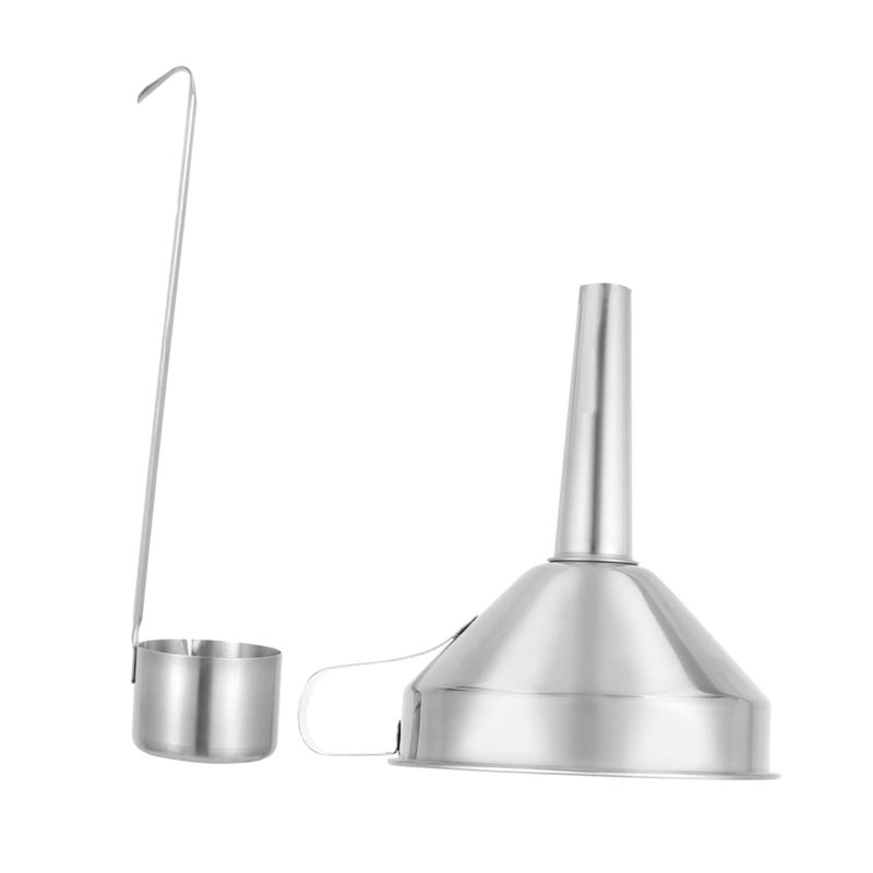 Stainless Steel Kitchen Funnel Ladle Set For Oil Wine And Sauce Filtering - Image 1